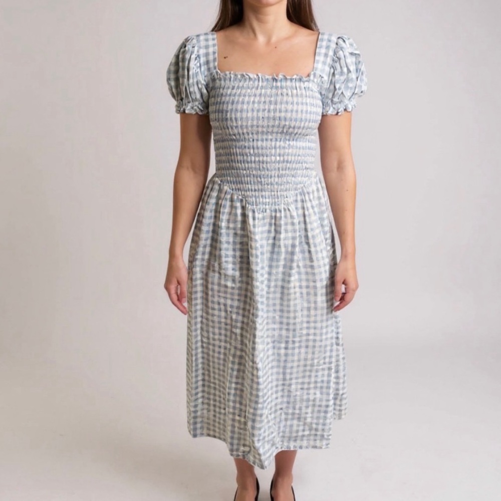 Sleeper Blue Gingham Midi Dress - Picture 2 of 4